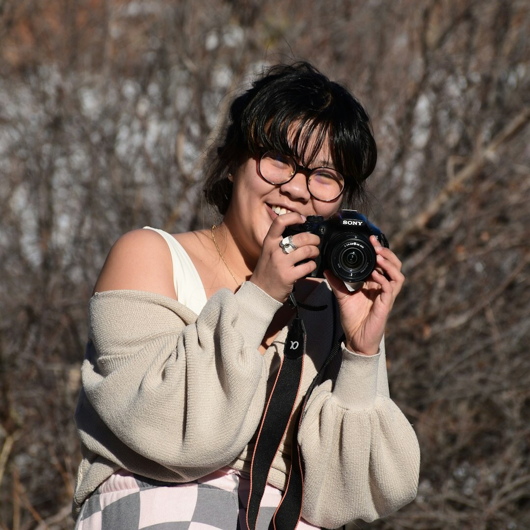 Professional woman journalist smiling confidently
