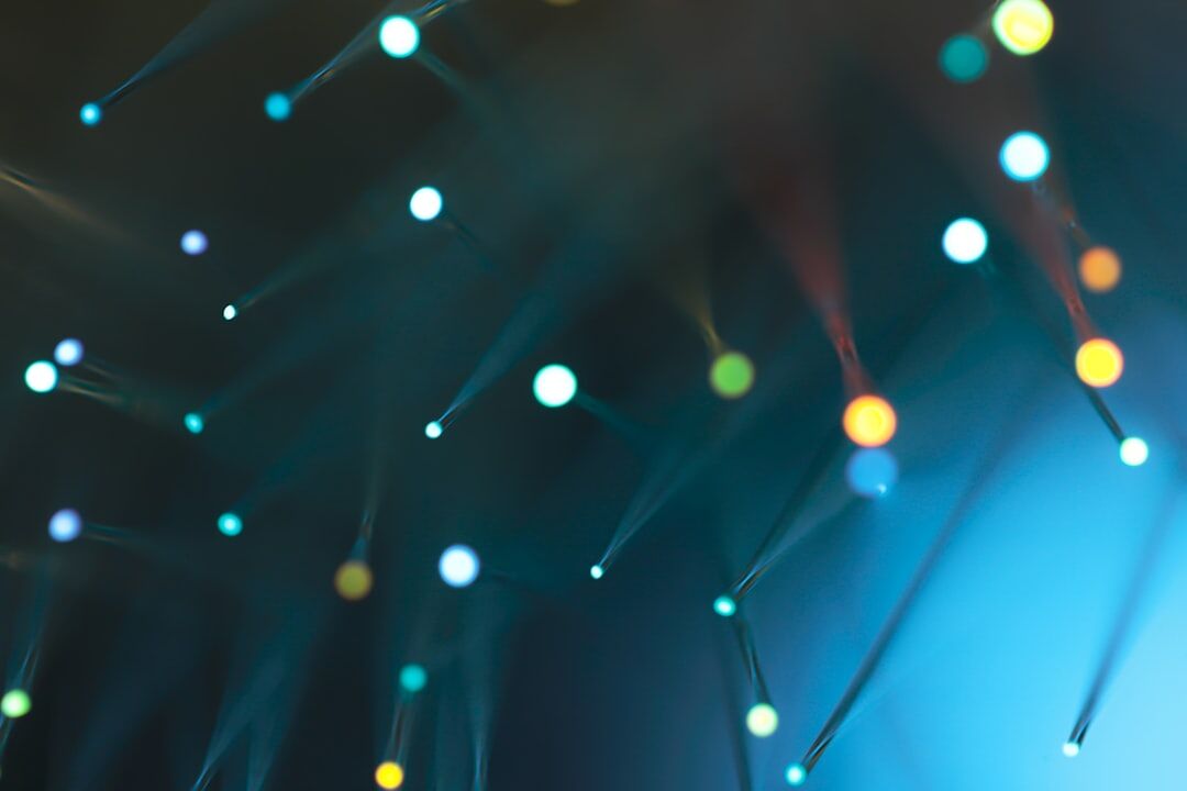 Blockchain network visualization with glowing nodes