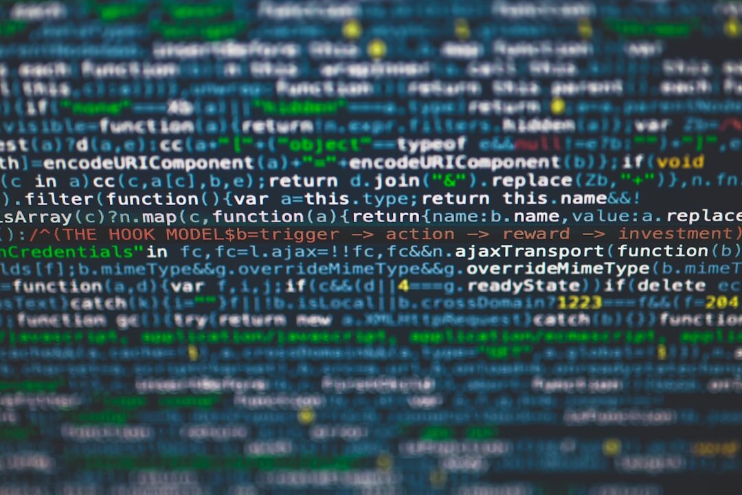 Software code on monitor screen